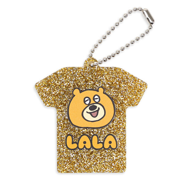 Tシャツ型キーホルダー（ゴールドラメ）
