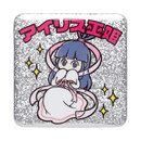 正方形 シルバーラメ缶バッジ