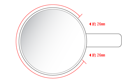2トーンマグカップの印刷範囲（上から見た図）