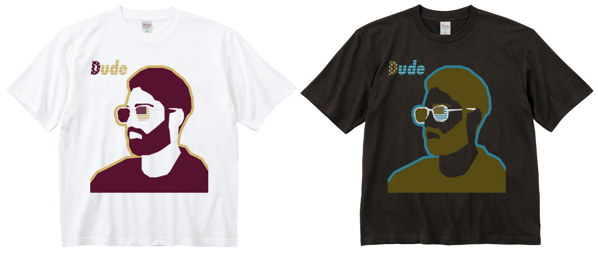 Printstar 5.6oz ヘビーウェイトビッグシルエットTシャツのホワイト・ブラック平置き画像