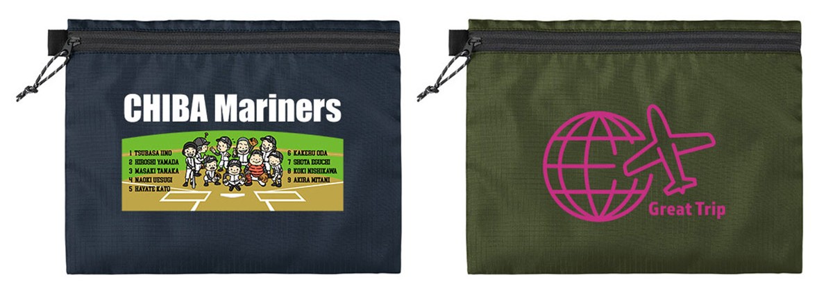 リップストップフラットポーチ（M）オリジナル　作成例(シルク・オンデマンド転写)