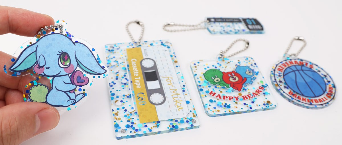 水玉ラメアクリルキーホルダーの集合写真