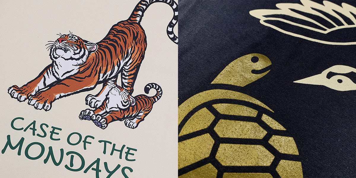 シルクスクリーン、オンデマンド転写、インクジェットプリント、ホワイトインクジェットのプリントアップ画像