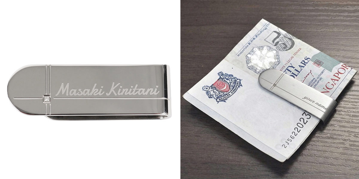 マネークリップ刻印あり正面＋利用シーン