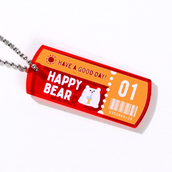 タグ型キーホルダー（クリアレッド） | オリジナル タグ型