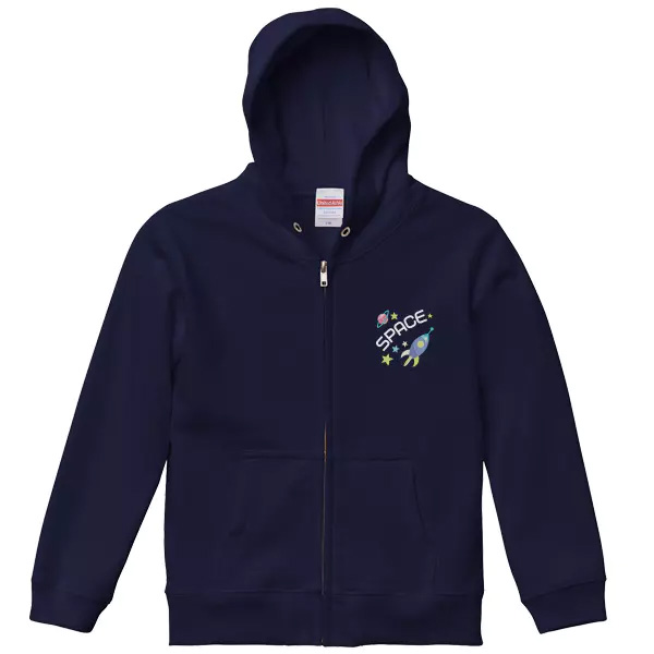 United Athle 10.0oz スウェットフルジップパーカー(キッズ)のデザイン合成イメージ