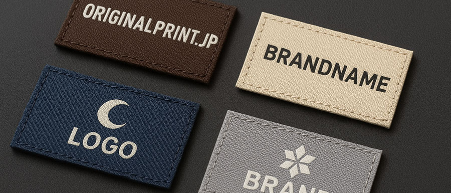 いくつかの織ネームタグが並ぶイメージ