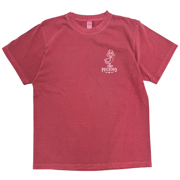D-FACTORY 6.6oz プレミアムガーメントダイTシャツにレーザープリントで加工した平置き写真