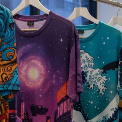 目を引くデザインのフルグラフィックTシャツ
