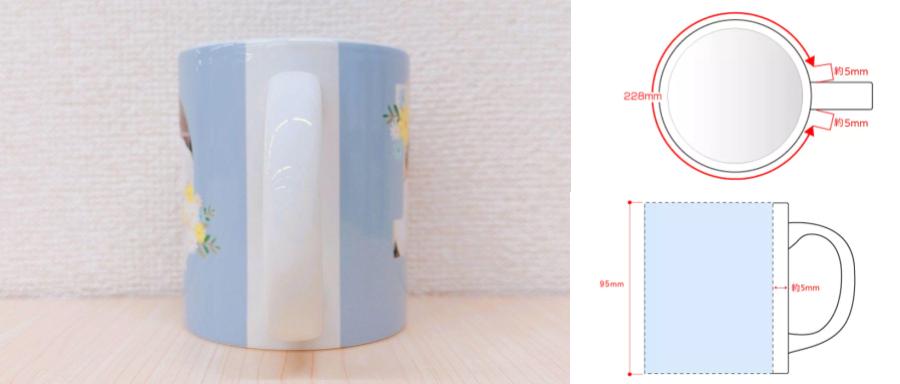 全面印刷マグカップの印刷範囲