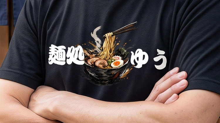 暖簾の前に立つ写真