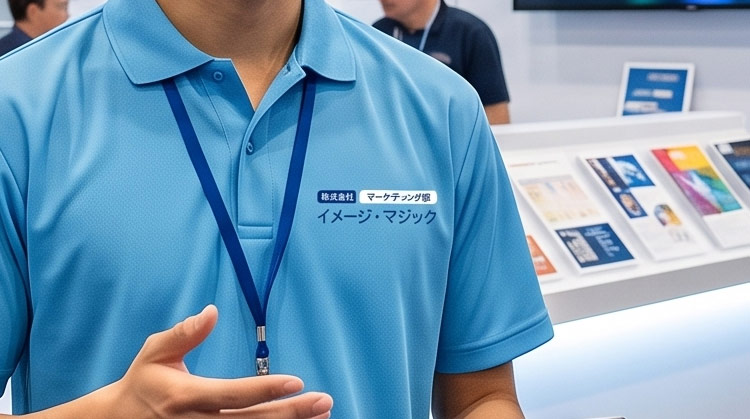展示会ブースで説明する写真