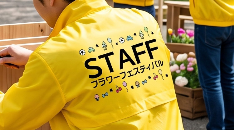 屋外イベントでの受付写真