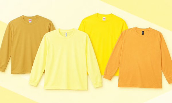 イエロー・黄色の長袖Tシャツ