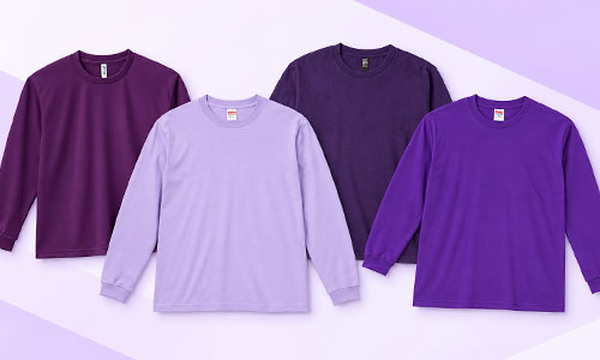 パープル・紫の長袖Tシャツ