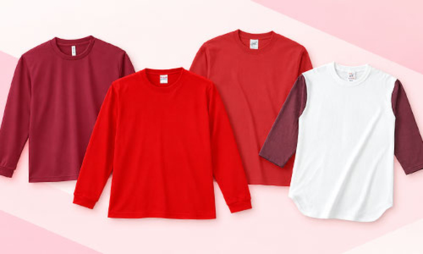 レッド・赤のオリジナル長袖Tシャツ