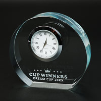 サンドブラスト クリスタル置時計