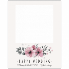 おしゃれな花柄のメッセージボード風パネルをオリジナルでプリント　結婚祝いのテンプレート　フォトパネル（L）縦型の無料デザインテンプレート