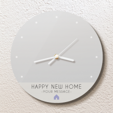 家のロゴとメッセージ入り写真プリント時計をオリジナルでプリント　引越し祝いのテンプレート