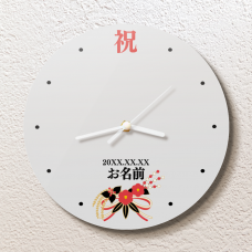 椿の花の和飾り付き円形の写真プリント時計をオリジナルでプリント　成人式のテンプレート