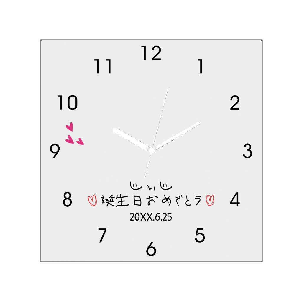写真プリント時計 正方形 M 孫の写真を時計にしてプレゼント 写真プリント時計をオリジナルでプリント 還暦祝いのテンプレート作例詳細 オリジナル プリント