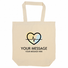 心拍数のイラストロゴがかわいいコットンバッグをオリジナルでプリント　ランニングのテンプレート　オーガニックコットンバッグ(M)の無料デザインテンプレート