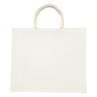 ホワイト ジュートスクエアトートバッグ(L)