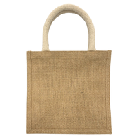 ベージュ ジュートスクエアトートバッグ(S)