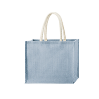 ブルー ジュートスクエアトートバッグ（ML）ワイド