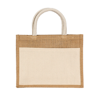ベージュ ジュート＆キャンバスポケットトート（M）