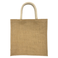 ベージュ ノベルティジュートスクエアトートバッグ（M）