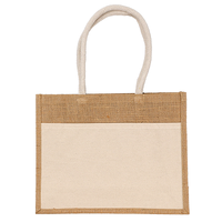ベージュ ノベルティジュート＆キャンバスポケットトート（L）