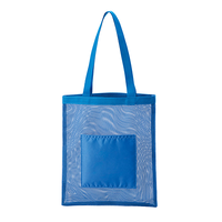 ブルー メッシュフラットトート