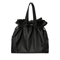 ブラック リップストップ巾着バッグ