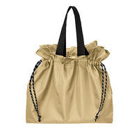 ベージュ リップストップ巾着バッグ