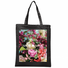 【無料テンプレート】鮮やかな花の写真にロゴ風にメッセージを入れられるバッグ