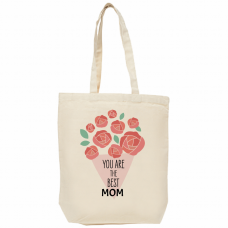 バラの花束のイラストがかわいい母の日のエコバッグをオリジナルでプリント　母の日のテンプレート　12oz キャンバストートバッグ(M)の無料デザインテンプレート