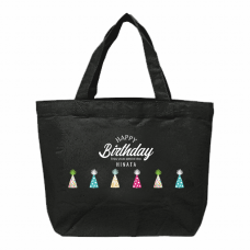 カラフルなバースデーコーンの誕生日トートバッグをオリジナルでプリント　誕生日祝いのテンプレート　12oz キャンバストートバッグ(S)の無料デザインテンプレート