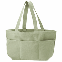 グリーン 13oz ライトウォッシュキャンバスツールトート(L)