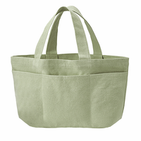 グリーン 13oz ライトウォッシュキャンバスツールトート（M）