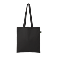 ブラック 5oz フェアトレードコットンカジュアルフラットバッグ（L）