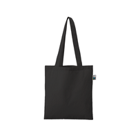 ブラック 5oz フェアトレードコットンカジュアルフラットバッグ（M）