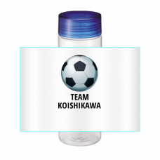サッカーボールのイラストとチーム名入りのクリアキャップボトルをオリジナルでプリント　サッカー・スポーツのテンプレート　フルカラークリアキャップボトル 500mlの無料デザインテンプレート