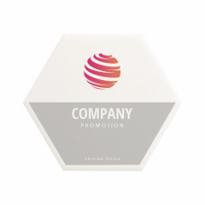 ロゴと会社名を入れられるノベルティ用コースターをオリジナルでプリント　企業・ショップのテンプレート　白雲石吸水コースター六角形の無料デザインテンプレート