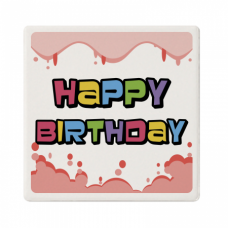 カラフルなメッセージ入り誕生日祝いのコースターをオリジナルでプリント　誕生日祝いのテンプレート　白雲石吸水コースター角形の無料デザインテンプレート