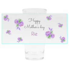 紫の花が綺麗なお母さんの名入れフルカラーロンググラスをオリジナルでプリント　母の日テンプレート