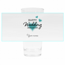ブルーのハートがおしゃれなロンググラスをオリジナルでプリント　結婚祝いのテンプレート　フルカラーロンググラスの無料デザインテンプレート
