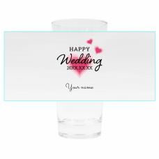 ピンクのハートがかわいいロンググラスをオリジナルでプリント　結婚祝いのテンプレート