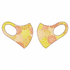 オレンジのダリア模様がきれいな小さめマスクをオリジナルでプリント　マスクのテンプレート　【日本製】 TAKUMIBA 洗える超伸縮4ガードフィットマスク （S）の無料デザインテンプレート