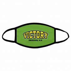 「VICTORY」のロゴ入り元気な応援マスクをオリジナルでプリント　スポーツ応援のテンプレート　全面プリント布マスクの無料デザインテンプレート